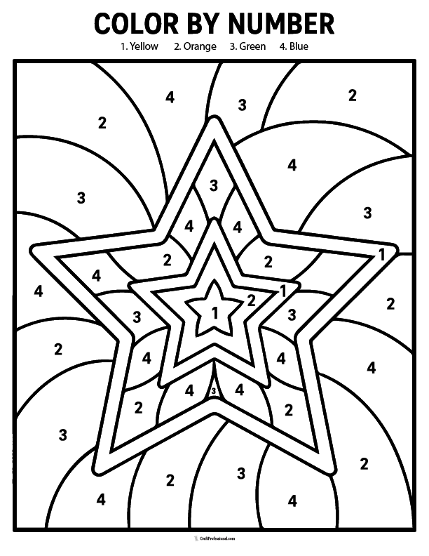 Color by numbers star coloring page.