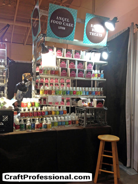 Black craft booth and colorful packaging