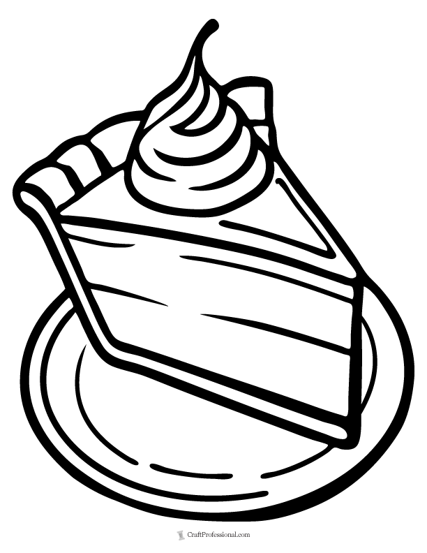 Slice of pumpkin pie coloring page