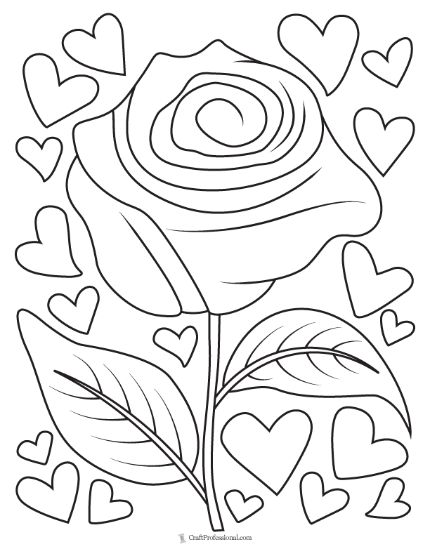 hearts and roses coloring pages for adults
