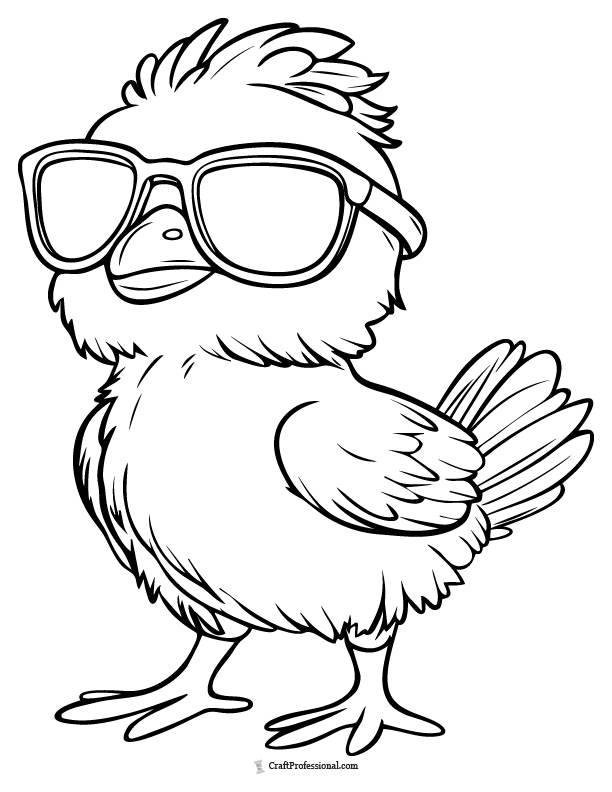 Chick wearing sunglasses coloring page