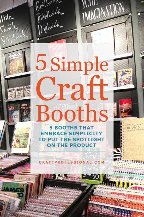 Handmade books on display at a craft show with text overlay - 5 Simple Craft Booths