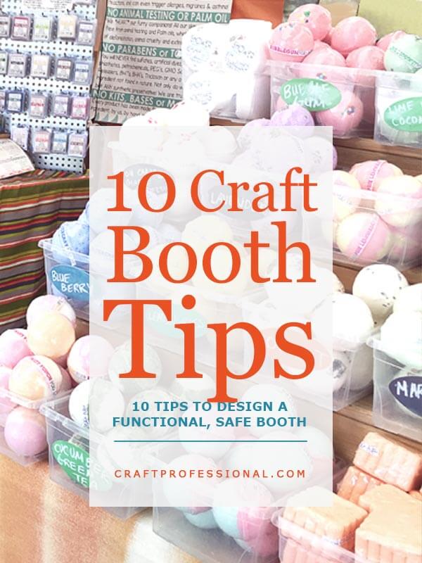 Handmade soap on display. Text overlay - 10 craft booth tips