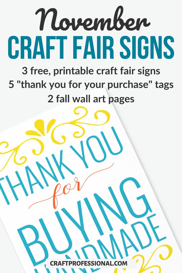 3 Craft Fair Signs 5 Thank You Tags 2 Wall Art Printables Free