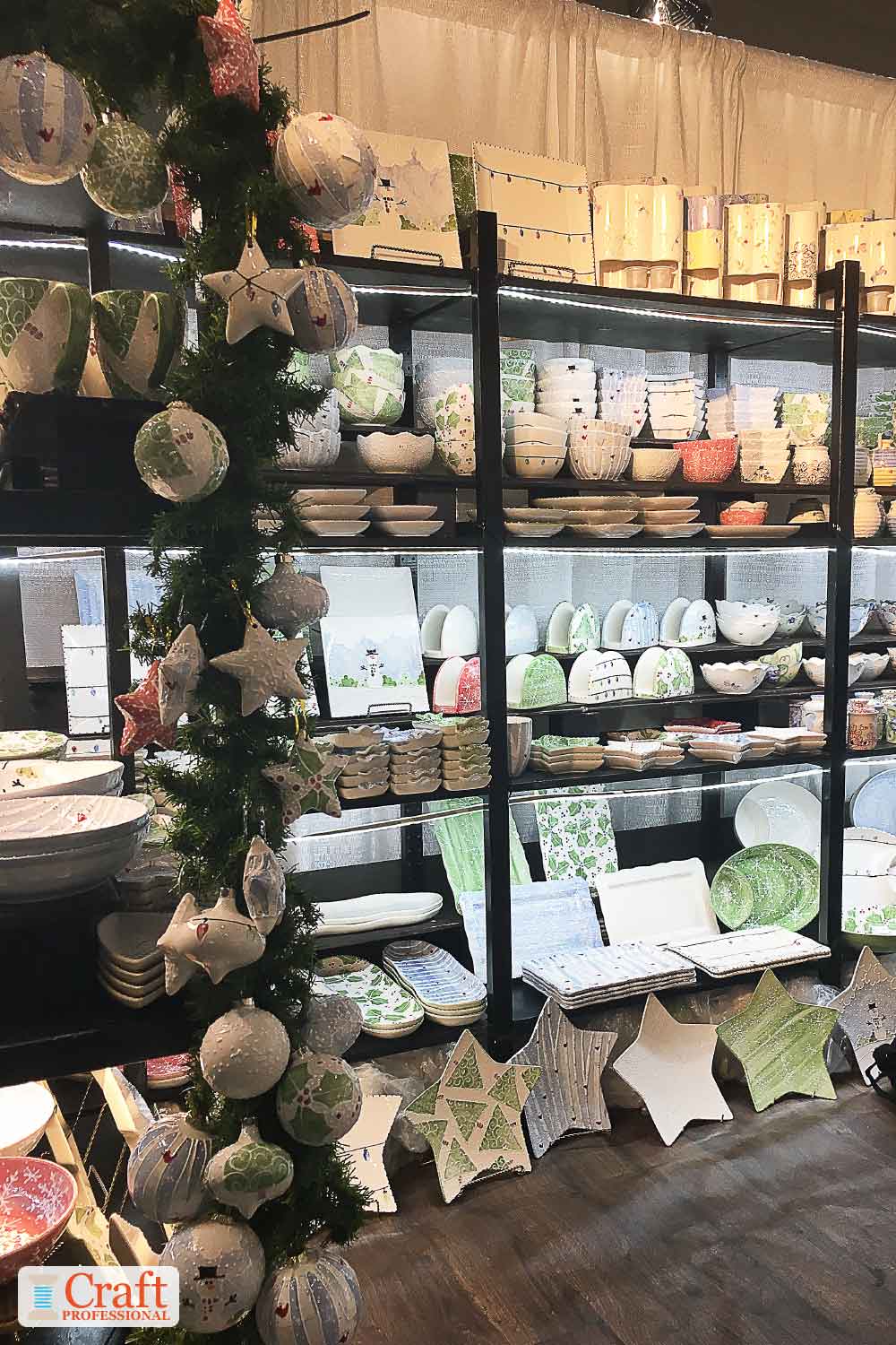 Pottery display at a craft fair Pottery display at a craft fair