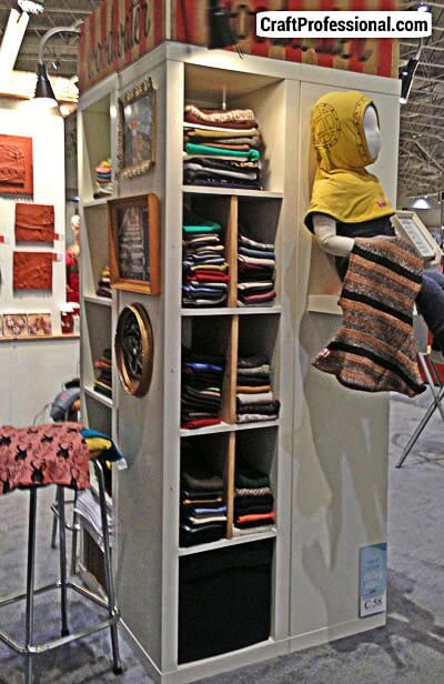 Portable shelves for a craft show booth Portable shelves for a craft show booth