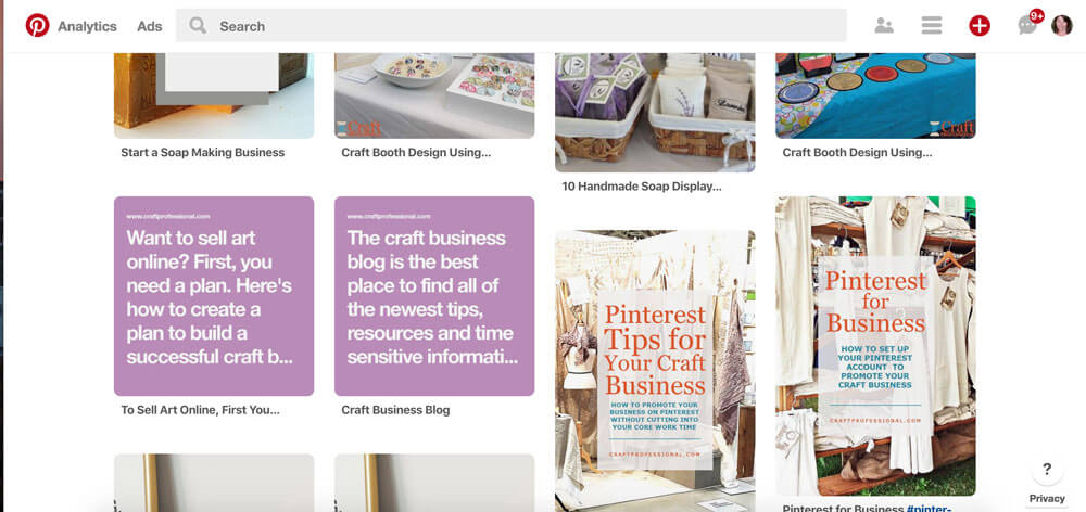 Pinterest website pins search results
