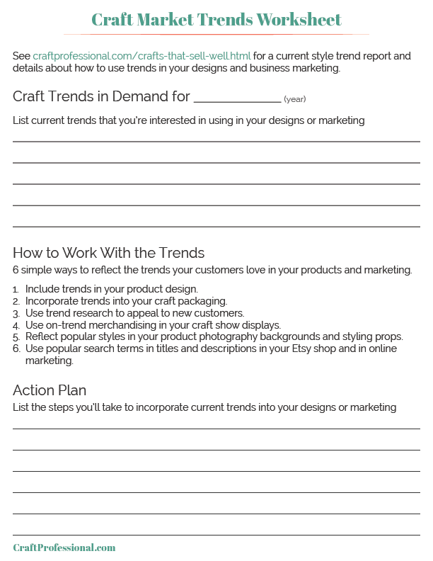 Craft market trends printable planner Craft market trends printable planner