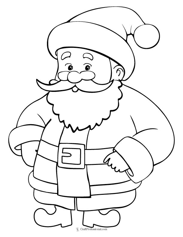 Cute cartoon Santa coloring page