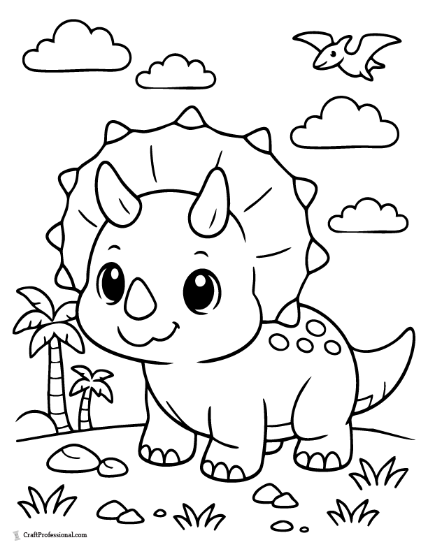 Cute triceratops coloring page