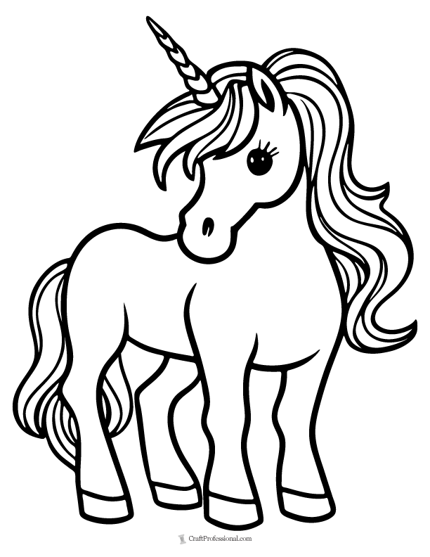 Cute, simple unicorn to color