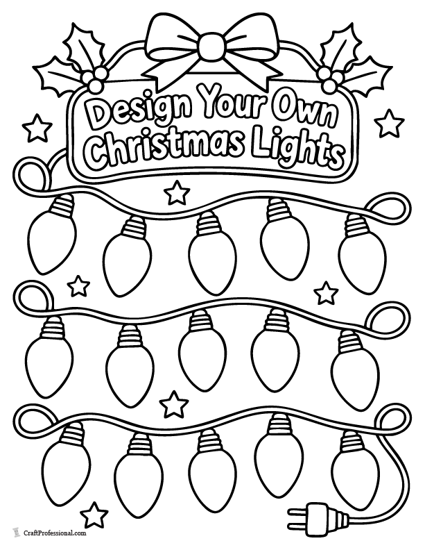 Design your own Christmas light strand printable with blank bulbs.