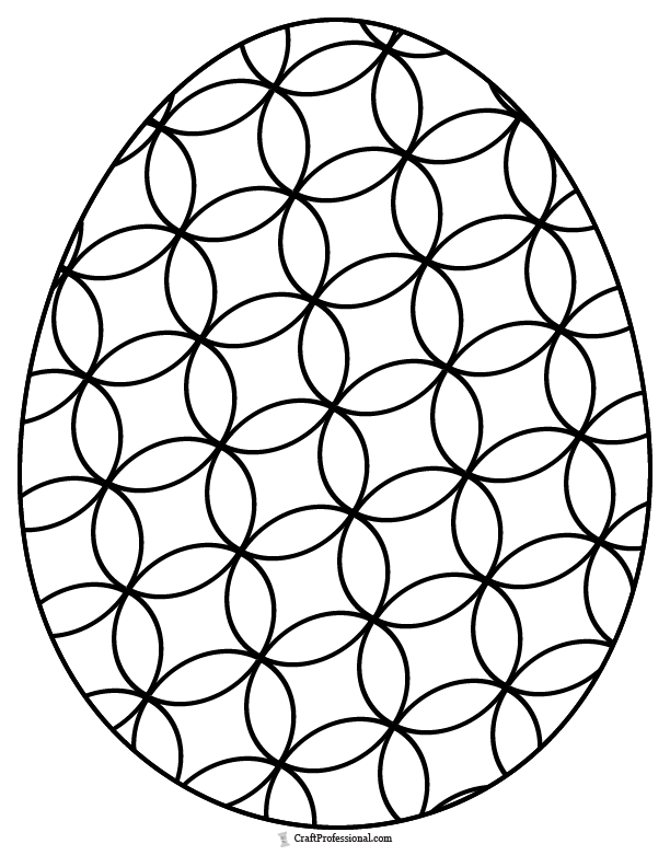 Easter egg with a detailed geometric pattern decorating the egg, coloring page.