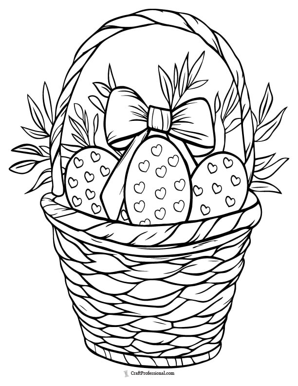 Free Easter Basket Coloring Pages - Easter Basket Bow Coloring Page 
