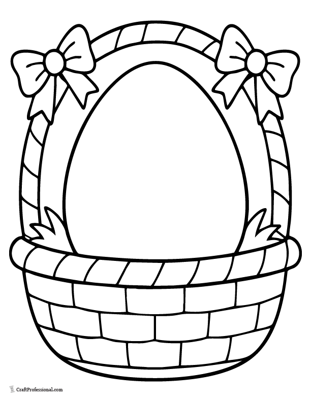 Easter basket coloring page with one giant egg in the basket.