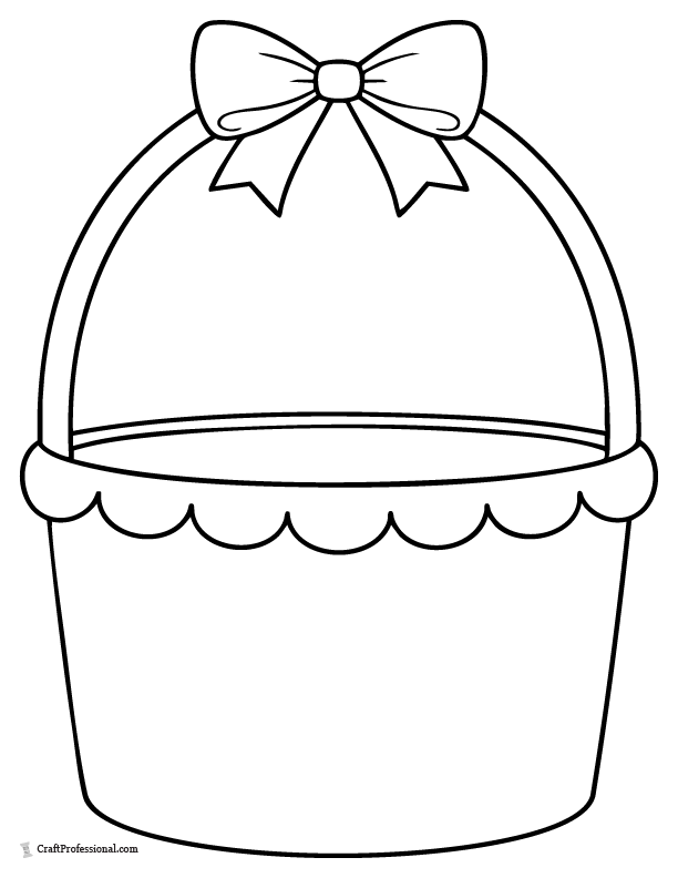 Blank Easter basket template coloring page with a simple cutout-friendly outline.