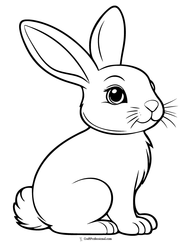 Classic Easter bunny side profile, coloring sheet