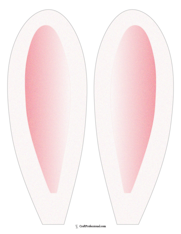 Pink and white Easter bunny ears printable to cut out