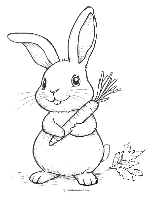 easter bunny with carrots coloring pages