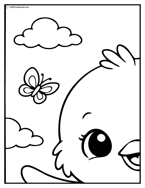 Easter chick poster coloring pages tile set, design 1, page 1 of 4.
