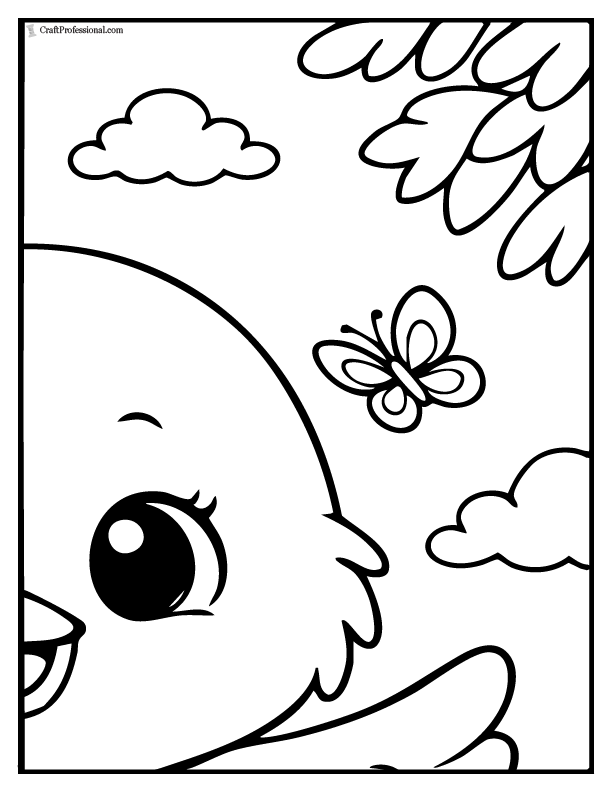 Easter chick poster coloring pages tile set, design 1, page 2 of 4.