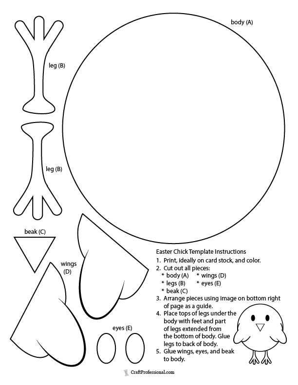 Easter chick paper craft template