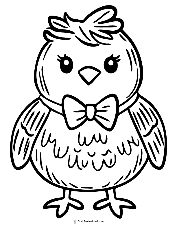 chick wearing a bow tie coloring sheet