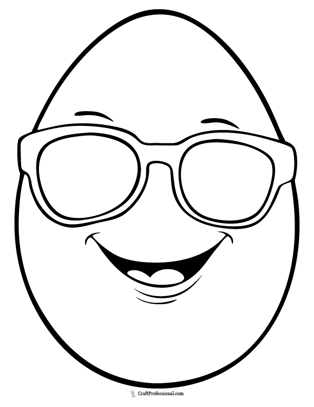 A cool egg wearing sunglasses, coloring page.