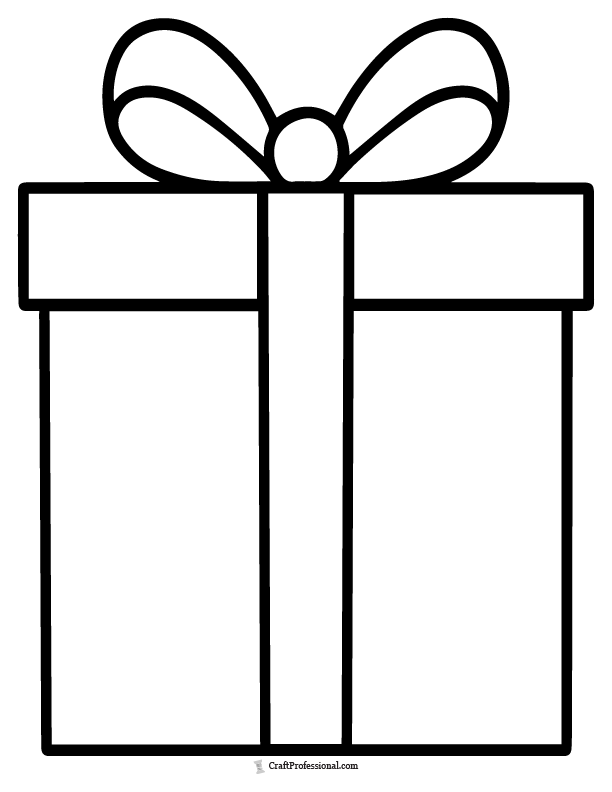 Easy Christmas gift coloring page with big bow.