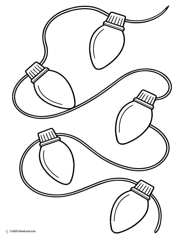 Single strand with 5 simple Christmas light bulbs coloring pages.