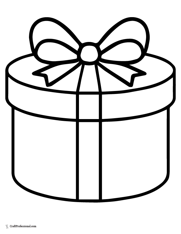 Round hatbox present, thick lines coloring page.