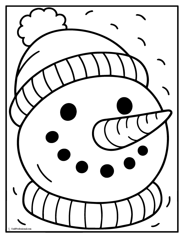 Snowman face close-up coloring page