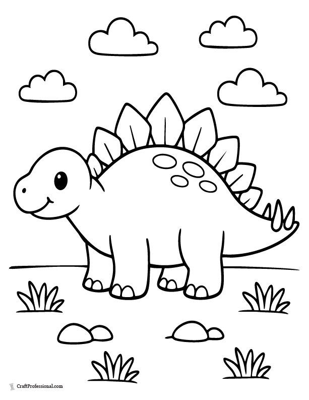 Easy stegosaurus coloring page