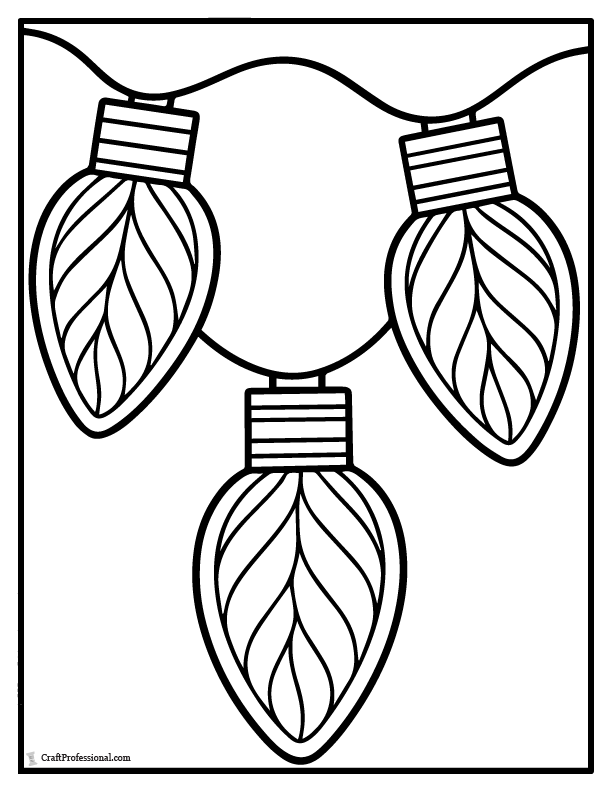 Strand of 3 large Christmas light bulbs coloring sheet.
