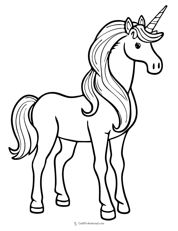 Easy unicorn coloring page for beginners