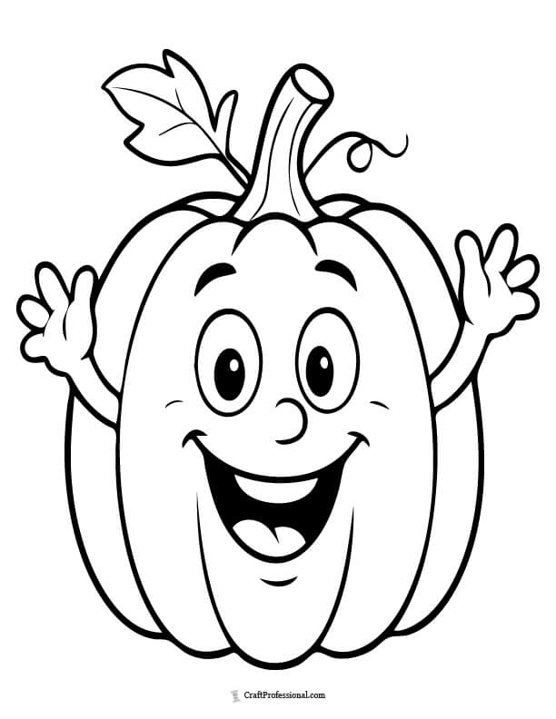 Cute cartoon jack 'lantern smiling and waving