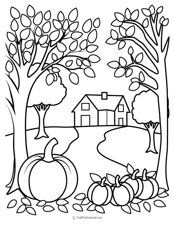 63 Free Fall Coloring Pages for - Fall Scene Coloring Page 