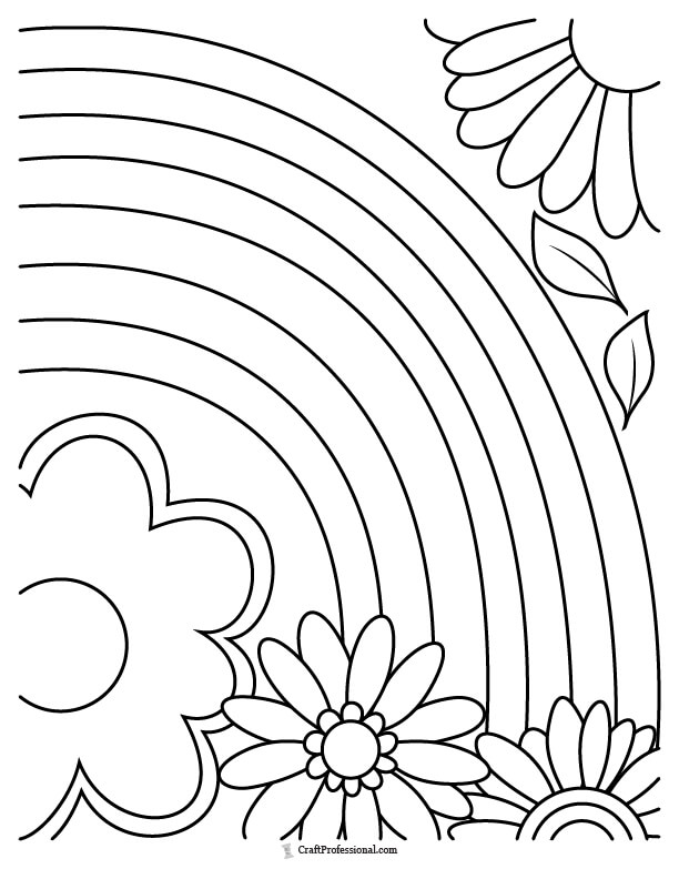 Geometric flowers and rainbow coloring page