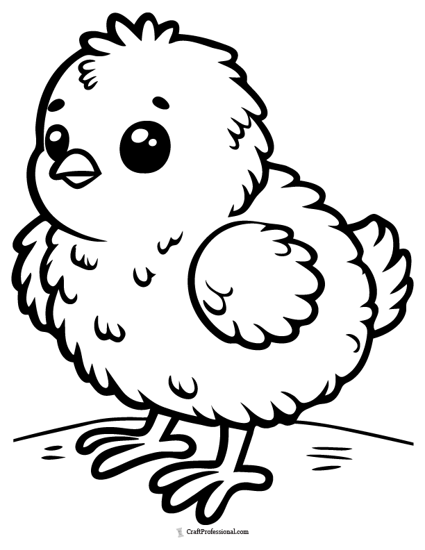 Fluffy baby chick to color