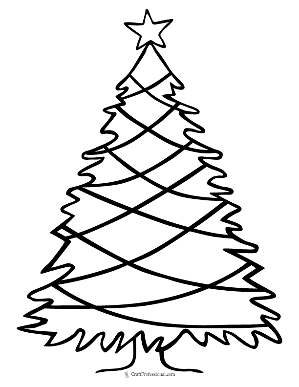 Christmas tree wrapped in garland coloring page