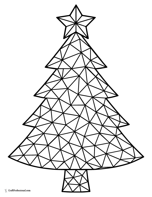 Geometric faceted tree coloring page.