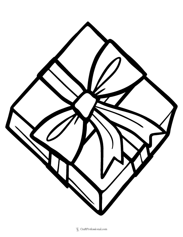 Christmas Gift Coloring Page: A simple, wrapped present with a bow.
