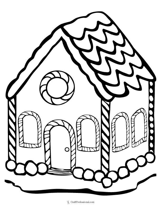 Gingerbread house coloring page