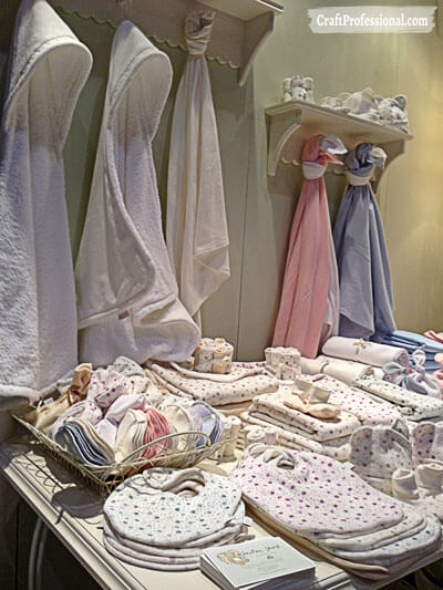 Handmade baby product display.