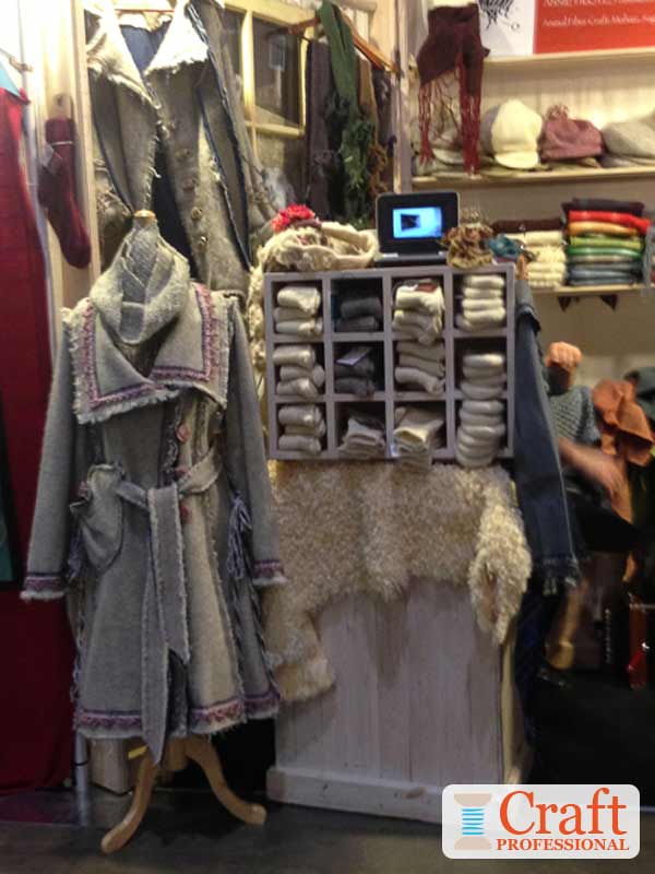 Handmade coat displayed at a craft show. Handmade coat displayed at a craft show.