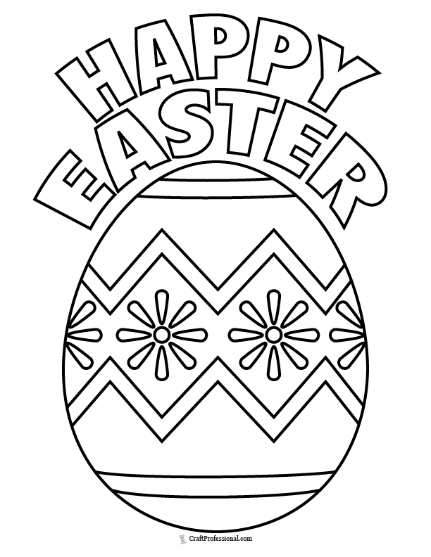 Happy Easter text, coloring page.