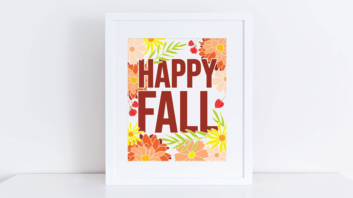 Framed Happy Fall printable wall art