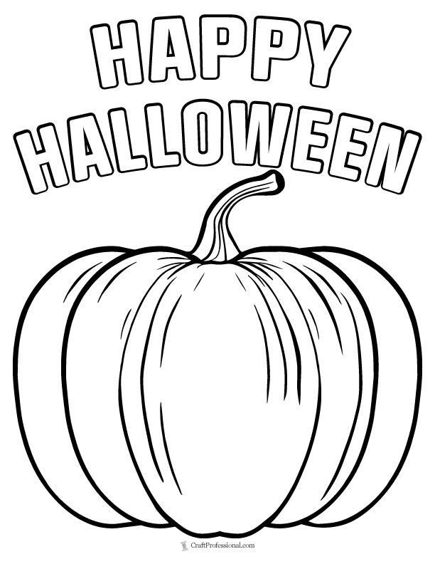 Pumpkin with text Happy Halloween coloring page