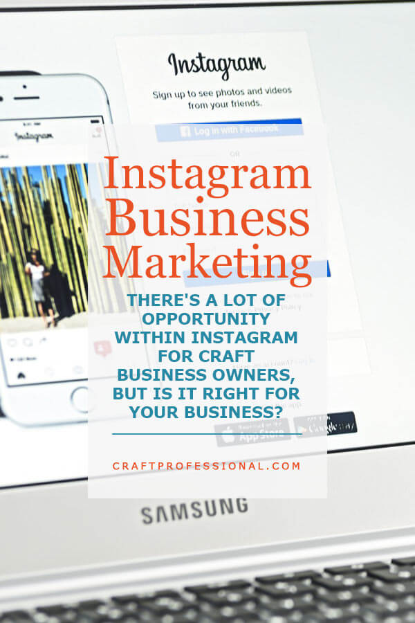 Laptop screen and keyboard with text overlay Instagram Business Marketing