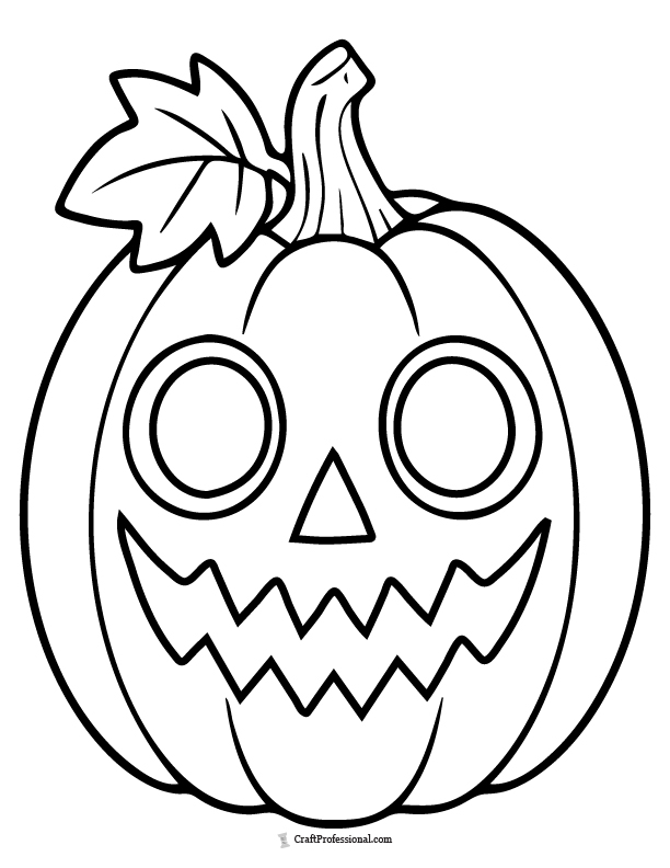 Jack o’lantern with big round eyes and jagged mouth coloring page